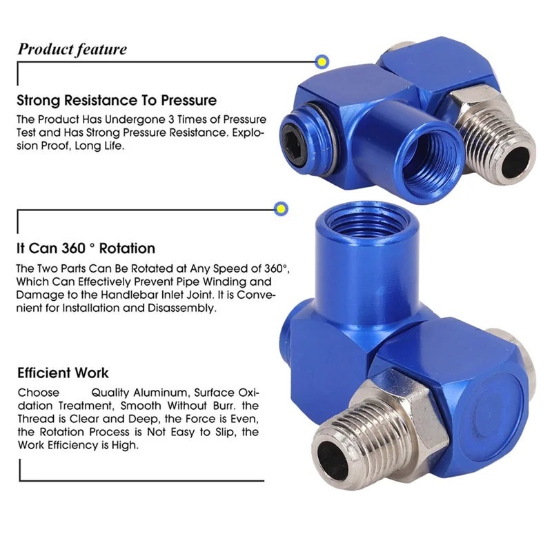 New 1/4In NPT Swiveling Air Fitting Hose Connector 360° Rotating Pneumatic Tool Adapter 150PSI(4Pcs )-AA26