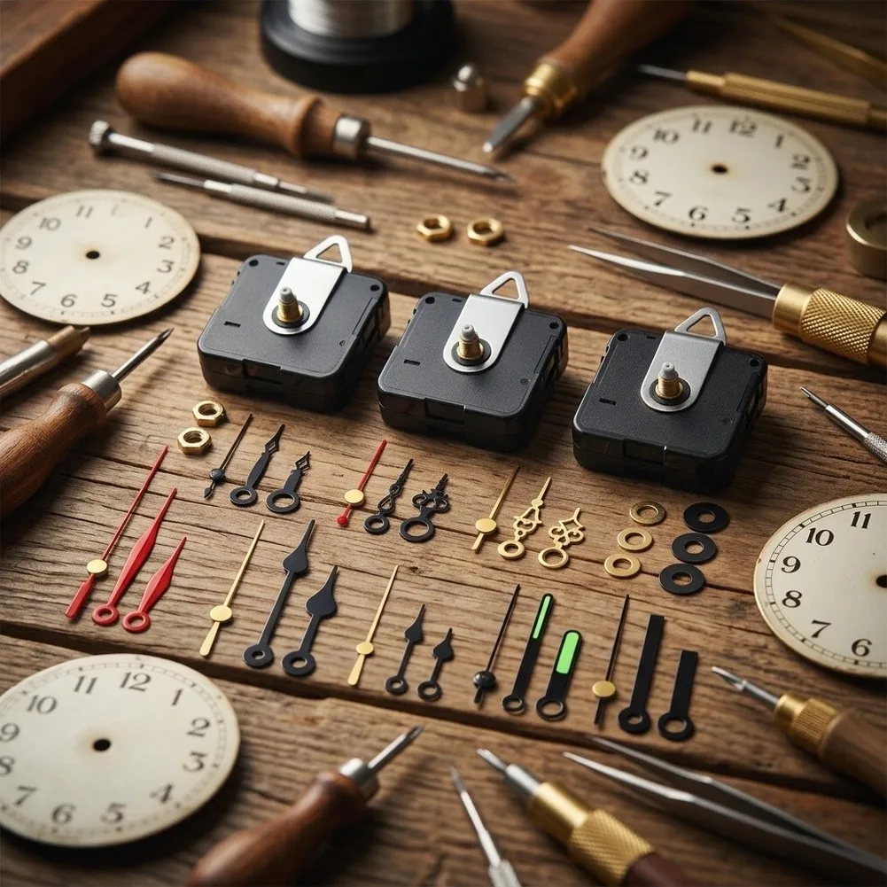 Quartz Clock Movement Kit Silent Operation 56mm Square 16mm Thick Includes For Mini Hands for Small Clock Projects