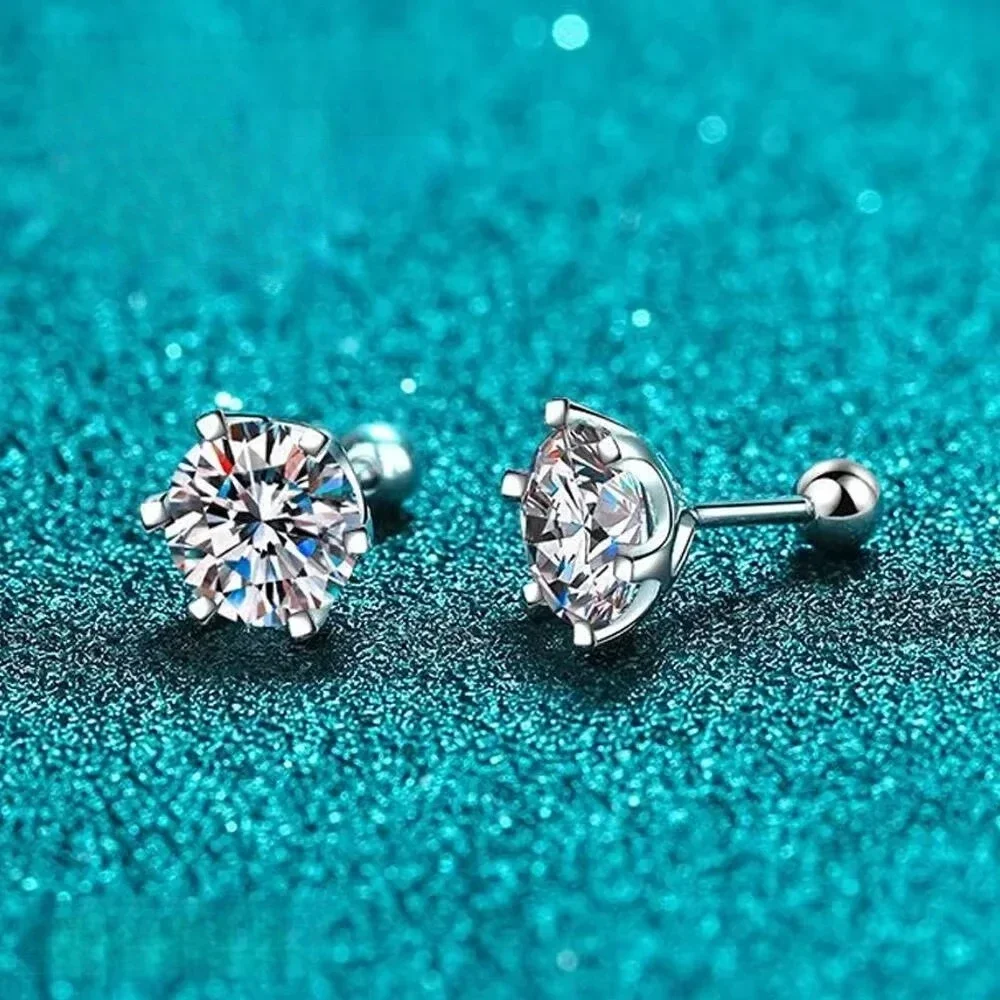 

0.3-2CT Moissanite Earrings 925 Sterling Silver Round Cut Stud Earrings Piercing Earrings for Men and Women Fine Jewelry
