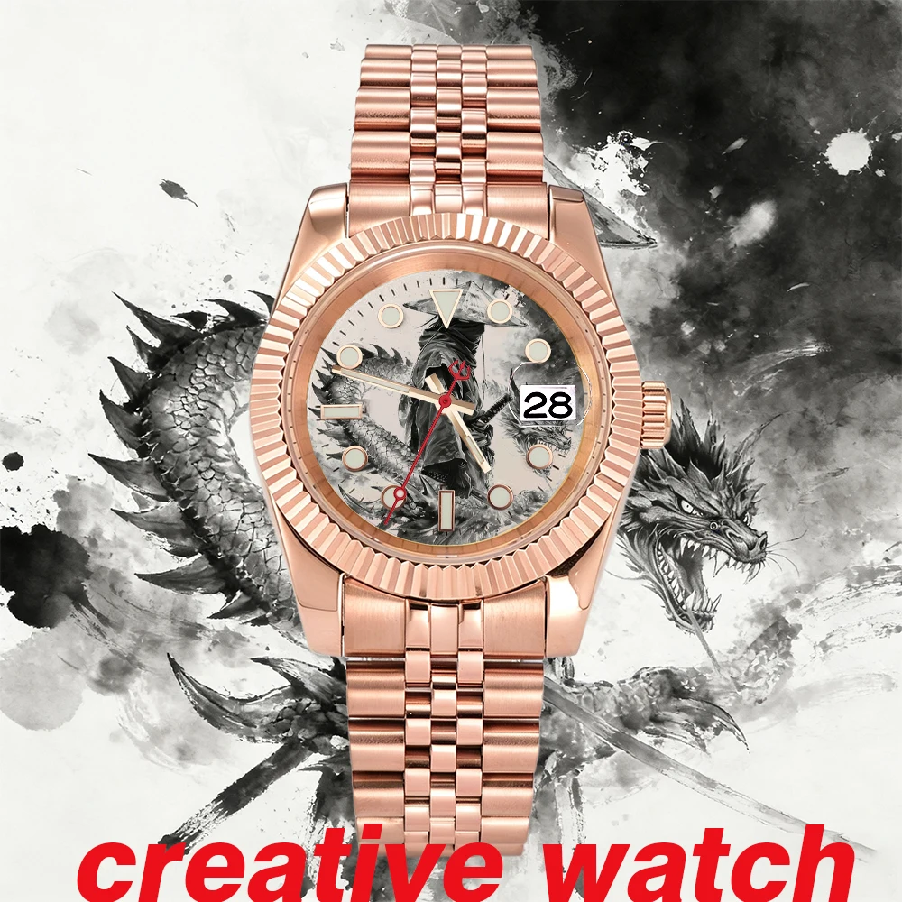 

china NH35 watch Luxury Watch 36mm/39mm case men NH35 Watches dial Graffiti Warrior Sapphire Glass Waterproof watch 10ATM ﻿