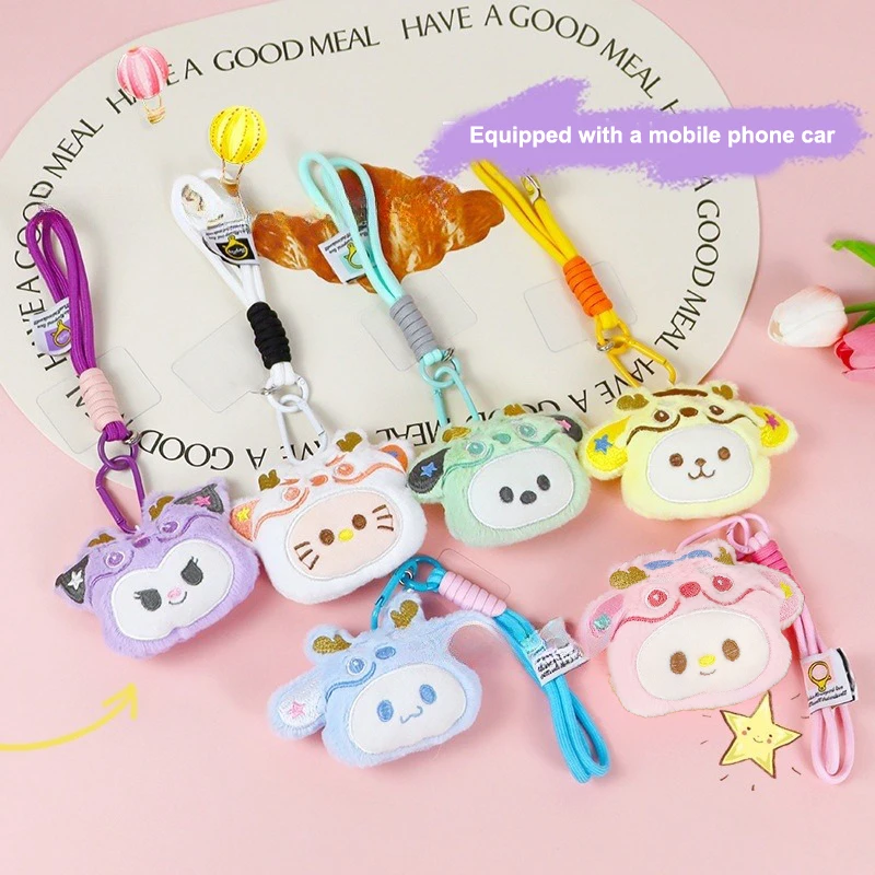 Muñeco de peluche Kawaii Sanrio, cordón para teléfono, muñeco de peluche de dibujos animados, correa para teléfono, pulsera, llavero, bolso, colgante para regalos de niña