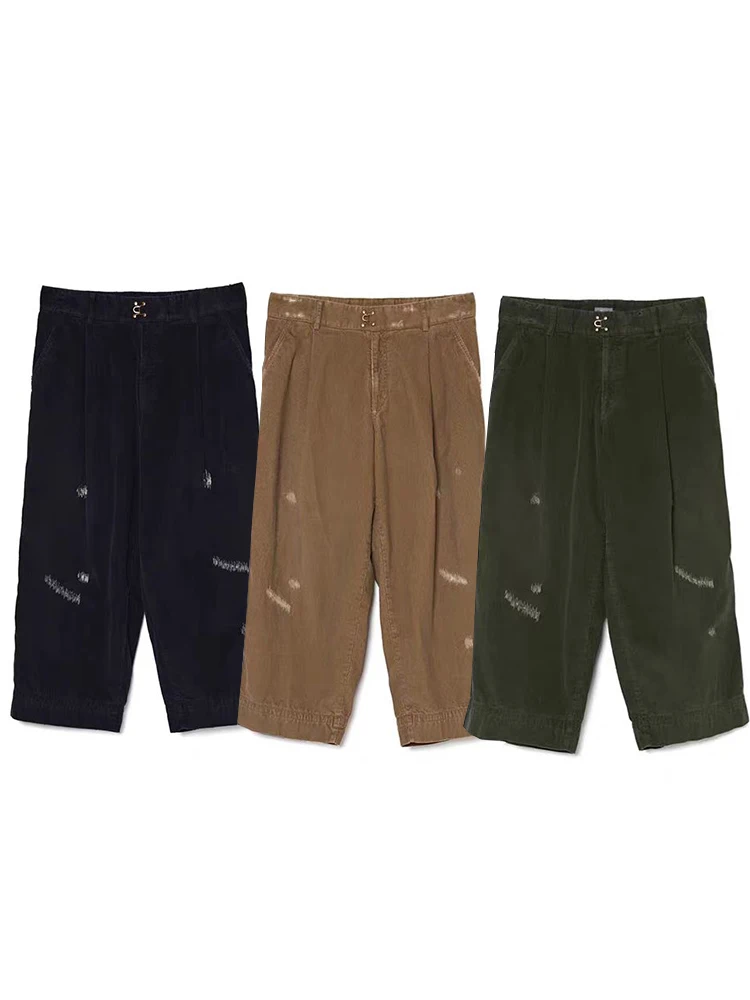 

Ретро-брюки из вельвета с вышивкой, свободного кроя, для молодежи, повседневные, удобные, дышащие, винтажные, унисекс, широкие штаны