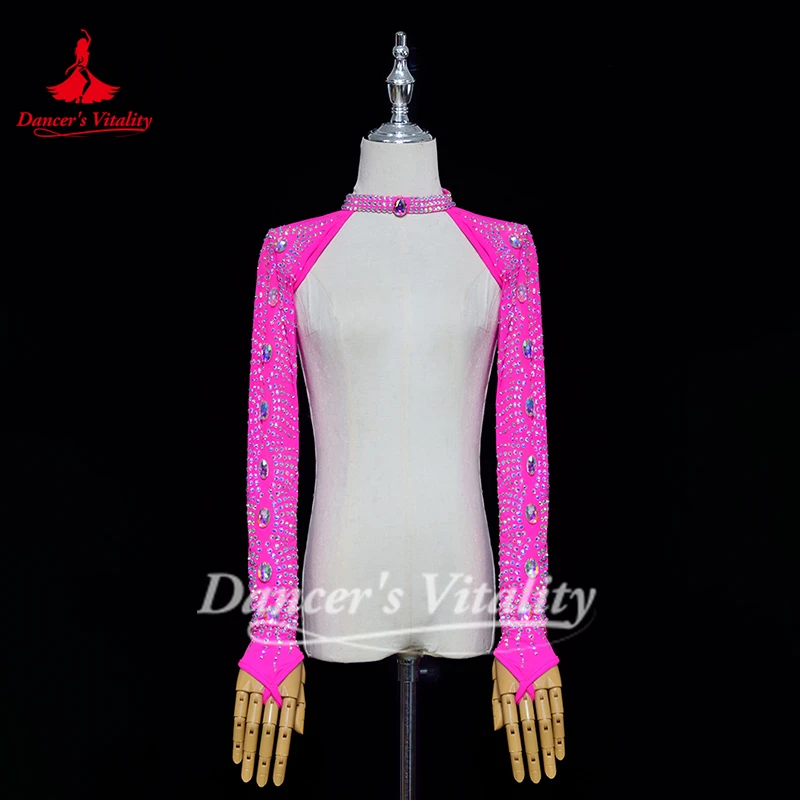 Belly Dancing Performance Sleeves Women Customized Senior AB Stones Mesh Sleeve Oriental Dance Competition Shoulder Sleeves