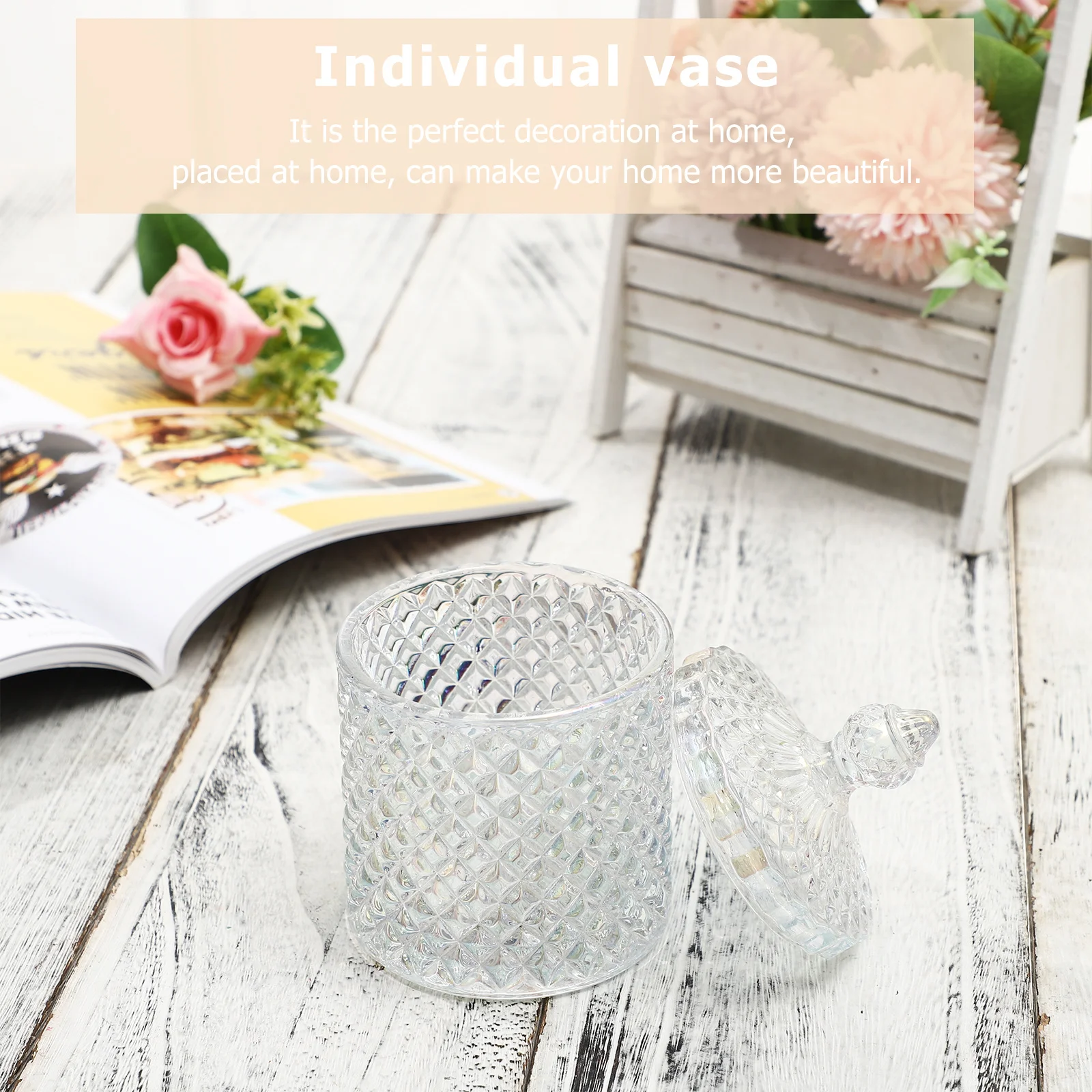 

290Ml Clear Glass Storage Jar with Lid Premium Sealed Container for Cotton Swabs Candy Tea Coffee Beans Home Pantry Organization