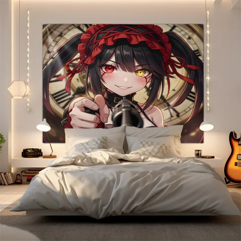 Tapestry Wall Hanging Tokisaki Kurumi Date A Live Anime Print for teen anime room wall backdrop decor