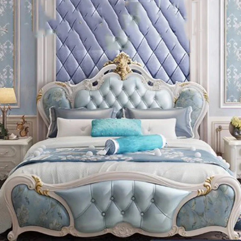 

Luxury Wood Double Bed Headboard Drawers Elegant Italian Girls Queen Beds Bedroom Storage Villa Cama De Casal Furniture Home