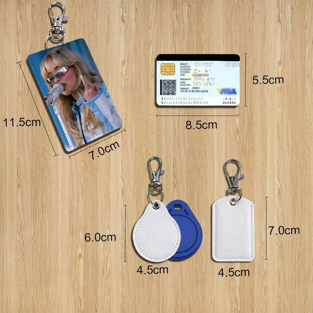 Singer Espresso Sabrina Carpenter Card Holder With Keychain Executive Protection For Bank Credit Subway Bus Case