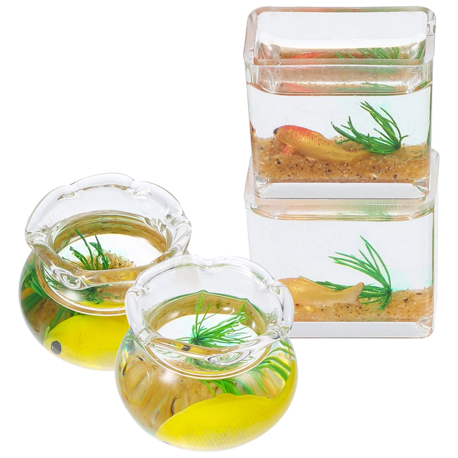 

4Pcs Koi Fish Tank Miniature 1:12 Micro House Decorative Goldfish Bowl Tiny Fish Bowls DIY Furniture Accessories