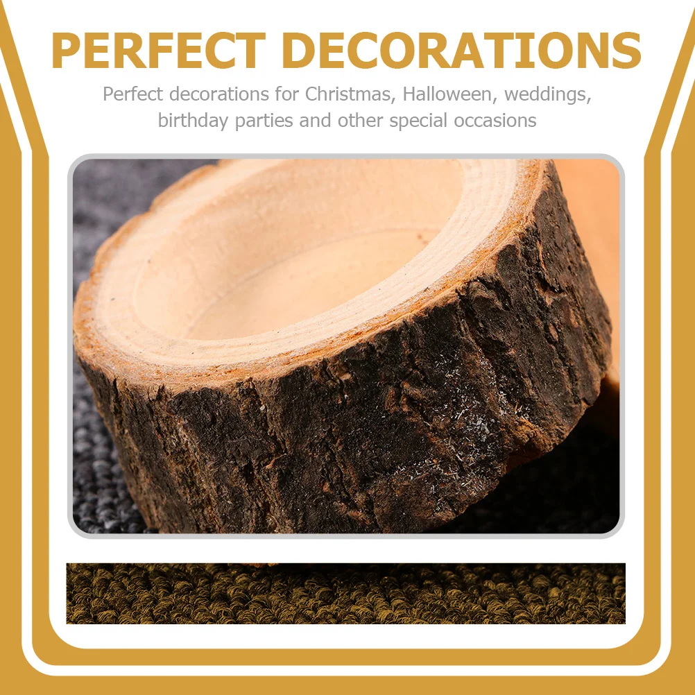 

10Pcs Rustic Wood Votive Holders Wooden Tealight Holders Natural Wedding Dinner Party Centerpieces