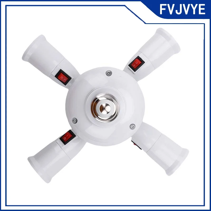 1/2/5pcs E27 Splitter 4 Heads Lamp Base Adjustable LED Light Bulb Holder Adapter Converter Socket Lamp Bulb Holder .A2