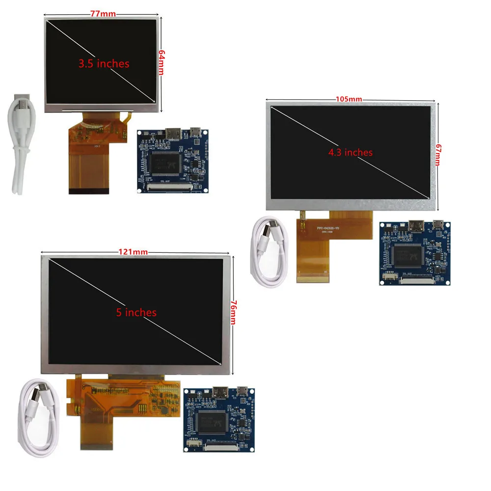 

3.5/4.3/5-inch LCD display screen and mini HDMI driver control board kit for Raspberry Pi PC