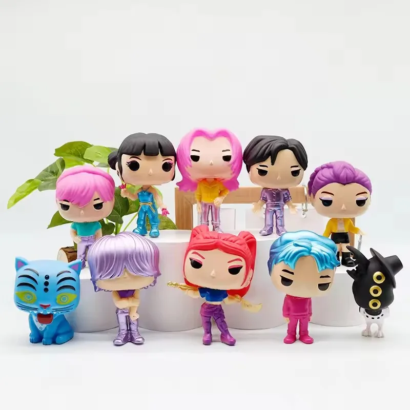 10 pçs kpop demônio caçadores figura pvc modelo anime estatueta coleção estátua decoração de mesa bonecas crianças brinquedos presentes do dia das bruxas