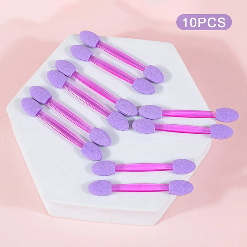 10Pcs Dual Sided Eyeshadow Sponge Applicators Disposable Holographic Chrome Mirror Nail Powder Brush Nail Art Tools