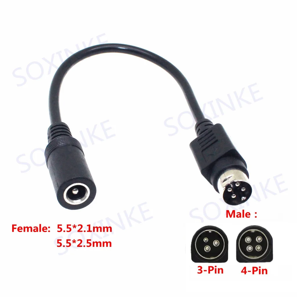 Female 5.5*2.5mm to male 4-Pin / 3-Pin Cable Lead For SATO TG-5011-19V-ES Just a 4-Pin / 3-Pin cable For TV LCD VCR power supply