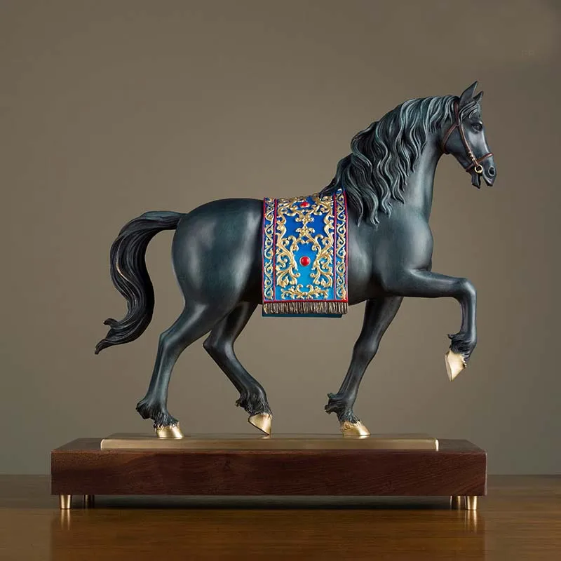high grade Decoration art HOME Company shop Money drawing Auspicious GOOD Luck Success horse Talisman brass Sculpture