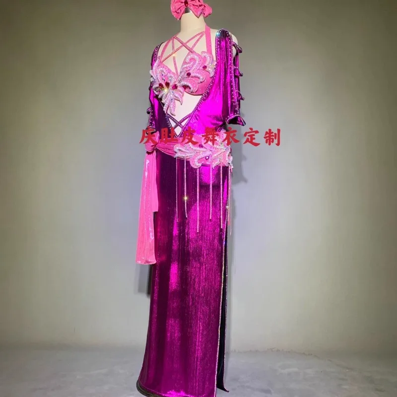 Customized Belly Dance Costumes Performance Robe Saidi Balady Shaabi Belly Dancing Bra Dress Lesson Wear Team Clothes Women Belt