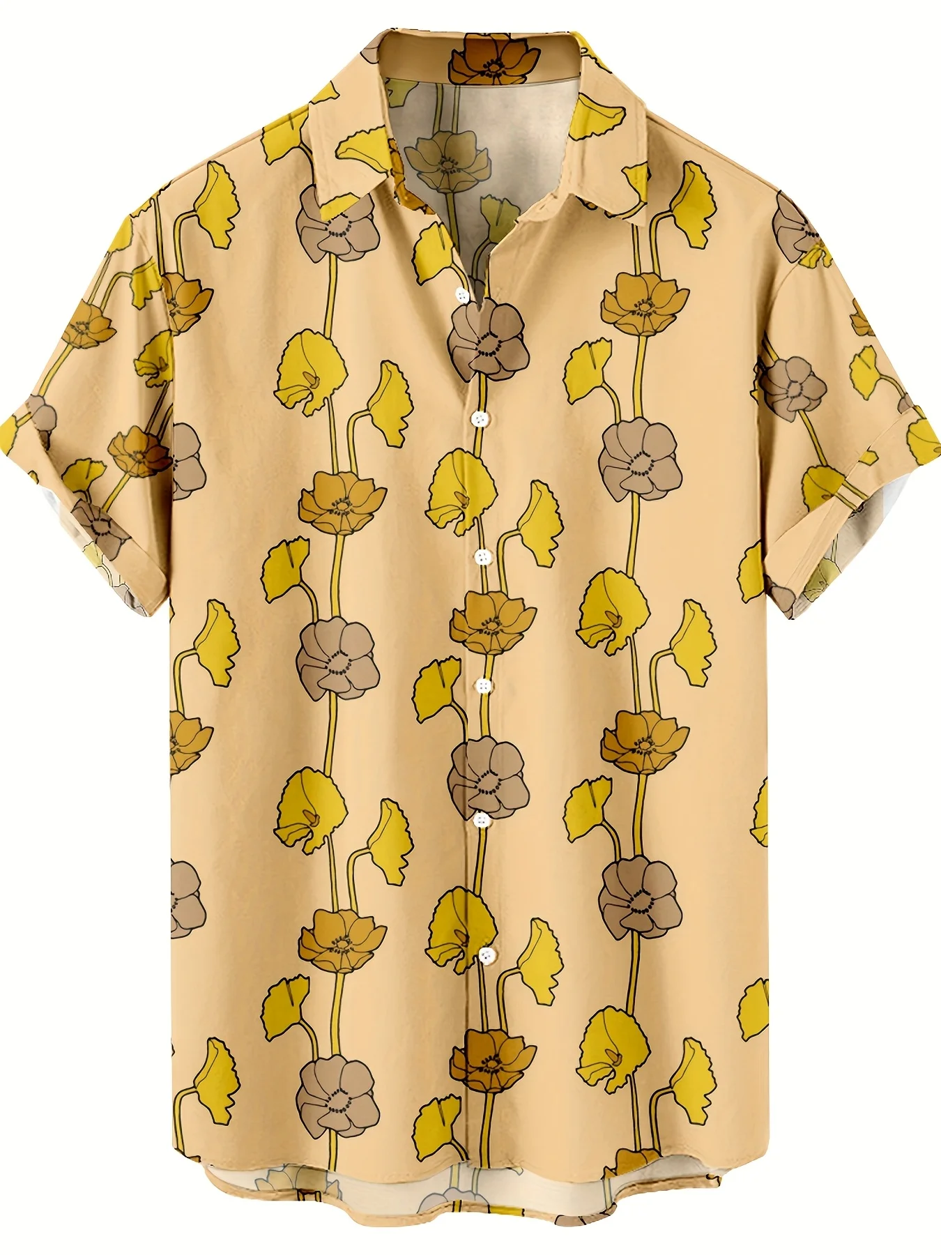 

Men's Hawaiian Floral Print Soft Touch Casual Shirt - Breathable Short Sleeve Button-Up With Chest Pocket, Fit For Summer