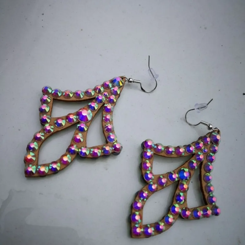 Personalizado completo diamante desempenho acessórios de dança do ventre água brincos diamante latino moderno desempenho competição brincos