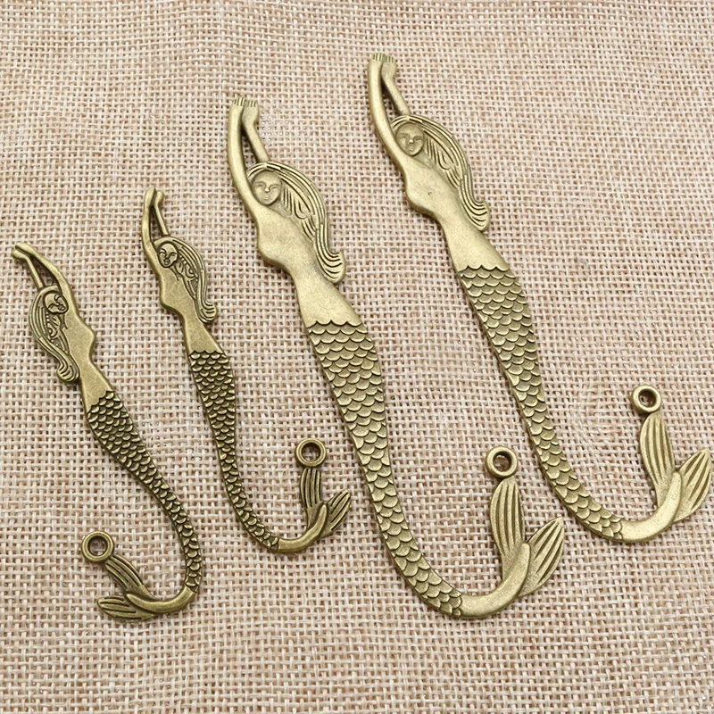 2-5pcs Vintage Mermaid Charms Bronze Plated Zinc Alloy Charms Pendant for Bookmarks Necklace Metal DIY Jewelry Accessories