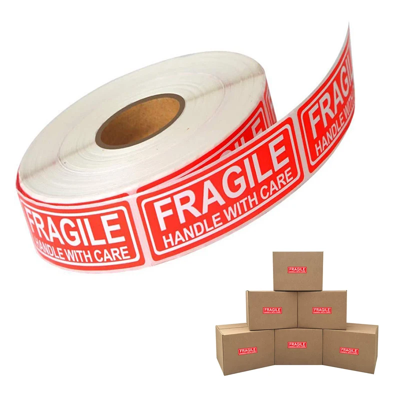 500PCS Fragile Stickers The Goods Please Handle With Care Warning Labels Packaging Box Mail Shipping Sticker For Courier Boxes