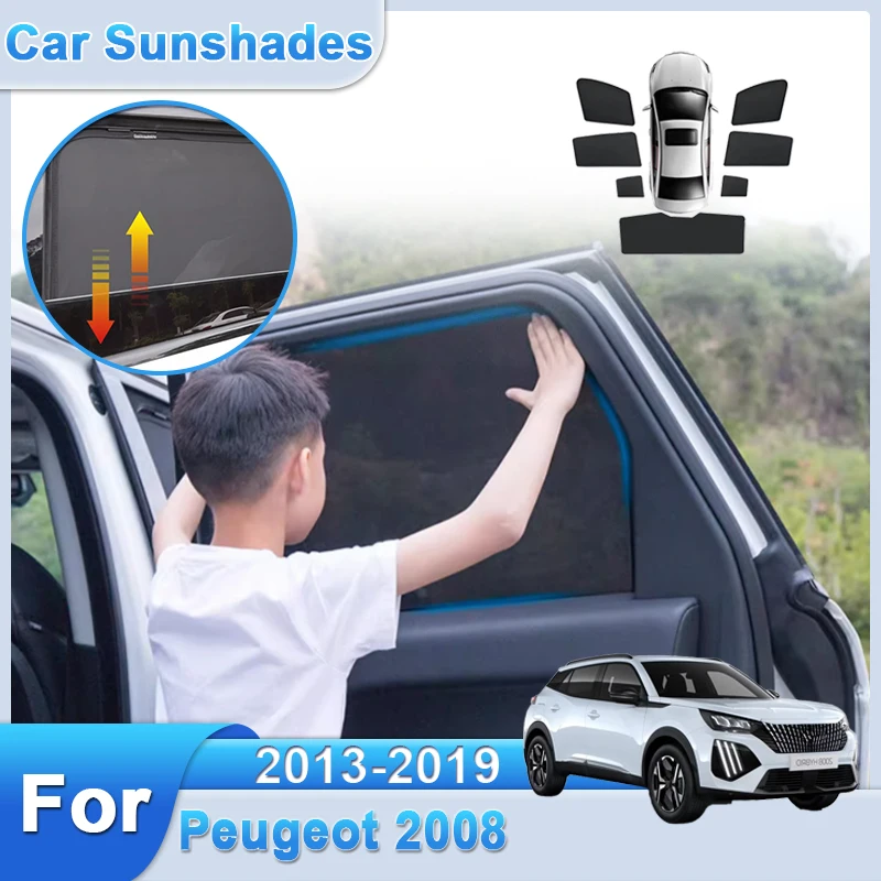 Magnetic Mesh Shade For Peugeot 2008 A94 2013 2014 2015 2016 2017 2018 2019 Window Anti UV Sun Protection Visor Auto Accessories