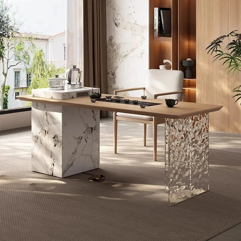 

Чайный столик для гостиной, бытовой маленький чайный столик, современный французский журнальный столик из цельного дерева, небольшой балконный чайный столик