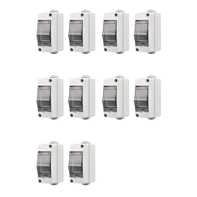 

【COMELY】2 Way Distribution Protection Box, Waterproof Transparent Cover 2 DIN Rail Outdoor Distribution Junction Box 10Pcs