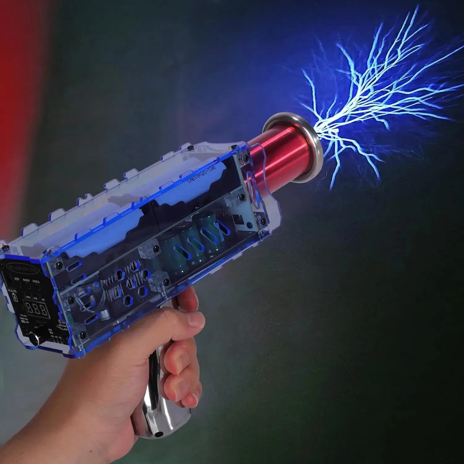 2025年最新 第4世代 ハンドヘルド テスラコイル パンクテックスタイル デコレーション 10CM 人工アーク 電圧表示付き