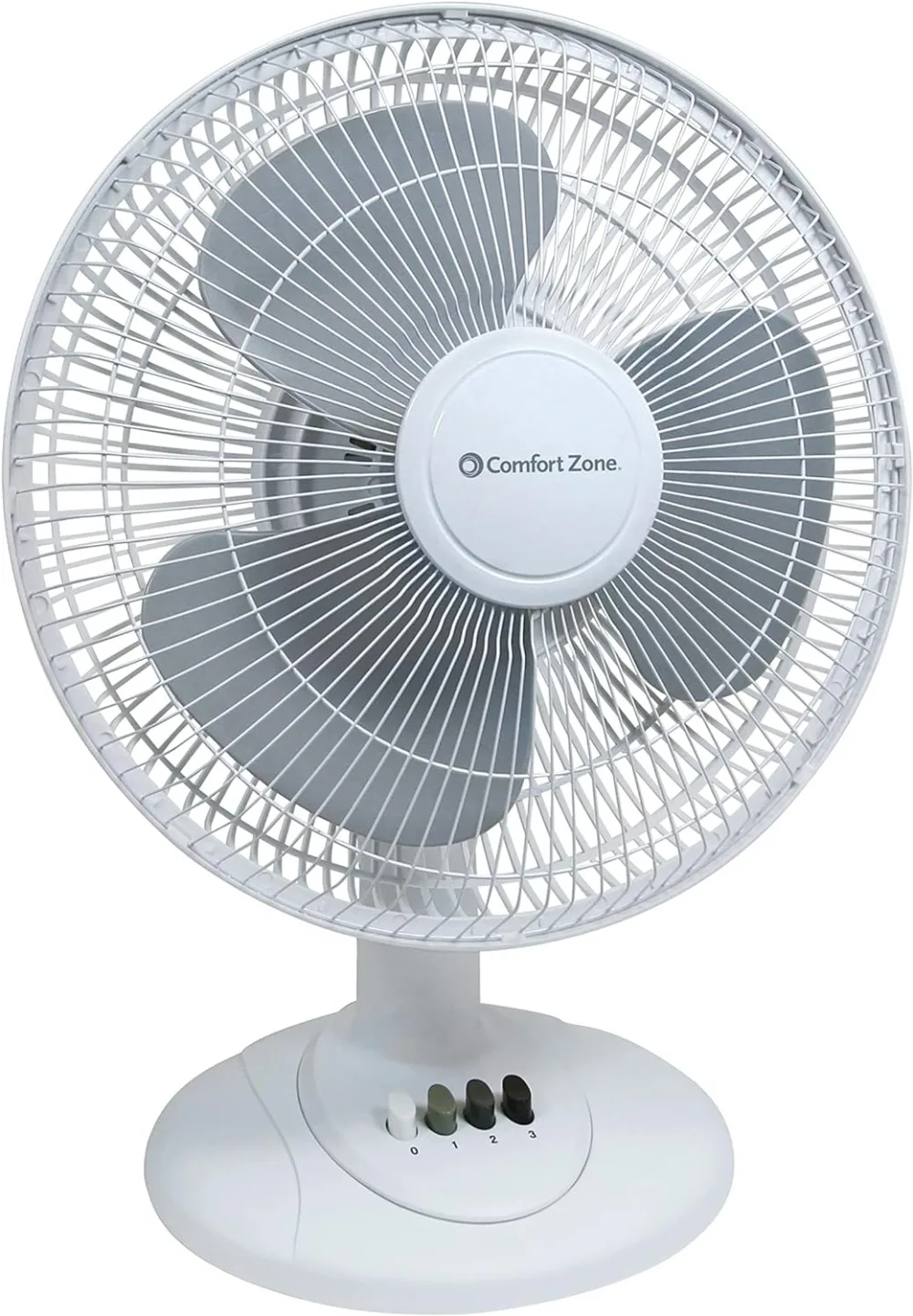 

Comfort Zone Oscillating Table Fan Adjustable Tilt Push Button Control Convenient Quiet 12 Inch