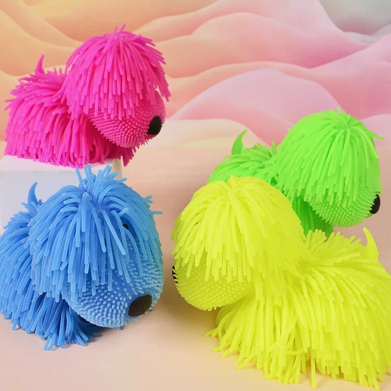 Shaggy Dog Squishy Toy Soft Glue Kawaii  Squeezable Stress Reliever Pets Colorful Small Toys Easy and Convenient Cute Gifts