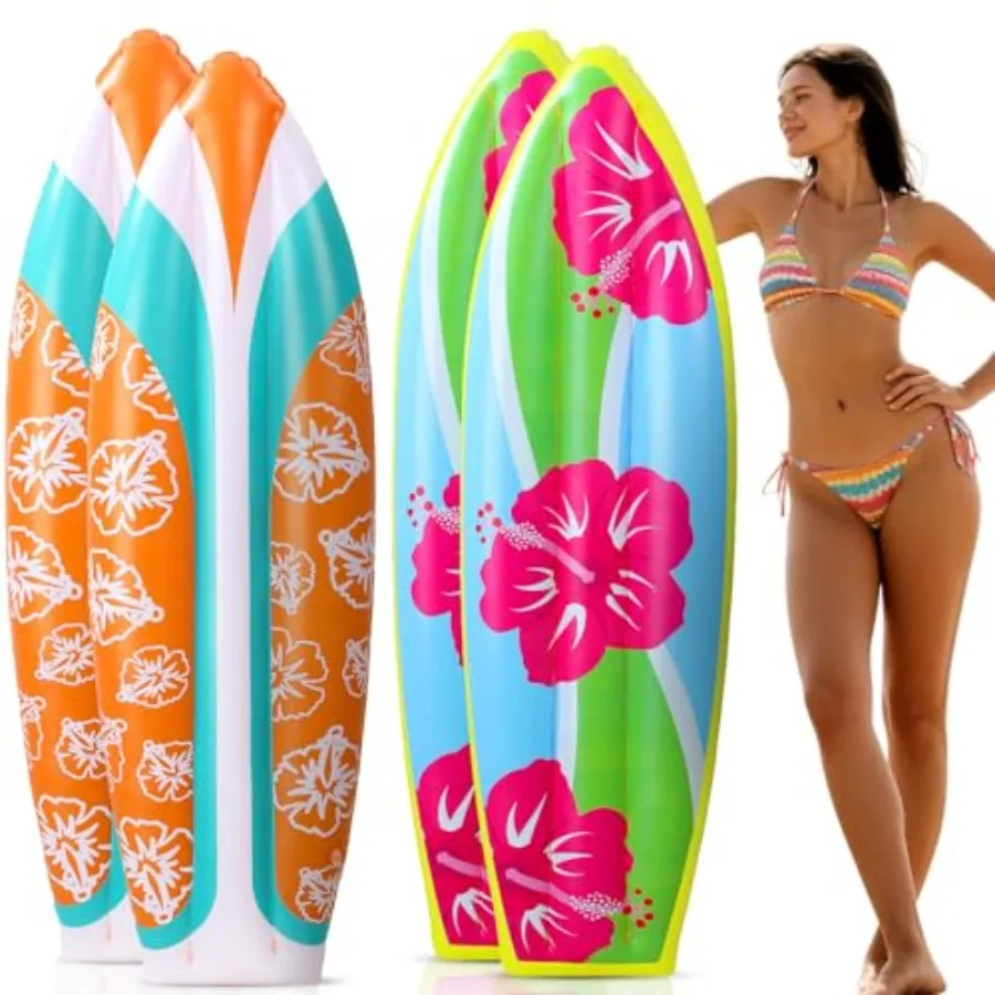 

Jumbo inflatable surf board for pool and beach parties, PVC material, vibrant tropical flower print, ultra-durable and easy to