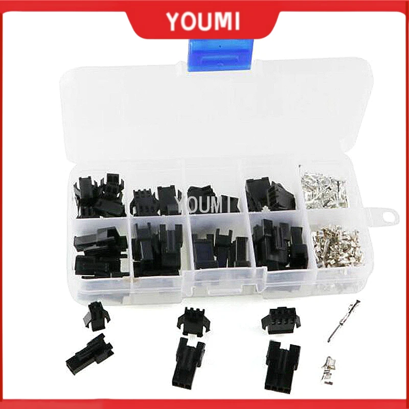 200Pcs/Box 2.54mm Pitch JST SM 2P3/4/5Pin Dupont Jumper Wire Connector Kit Male/Female Housing Pin Header Crimp Terminal Adapter