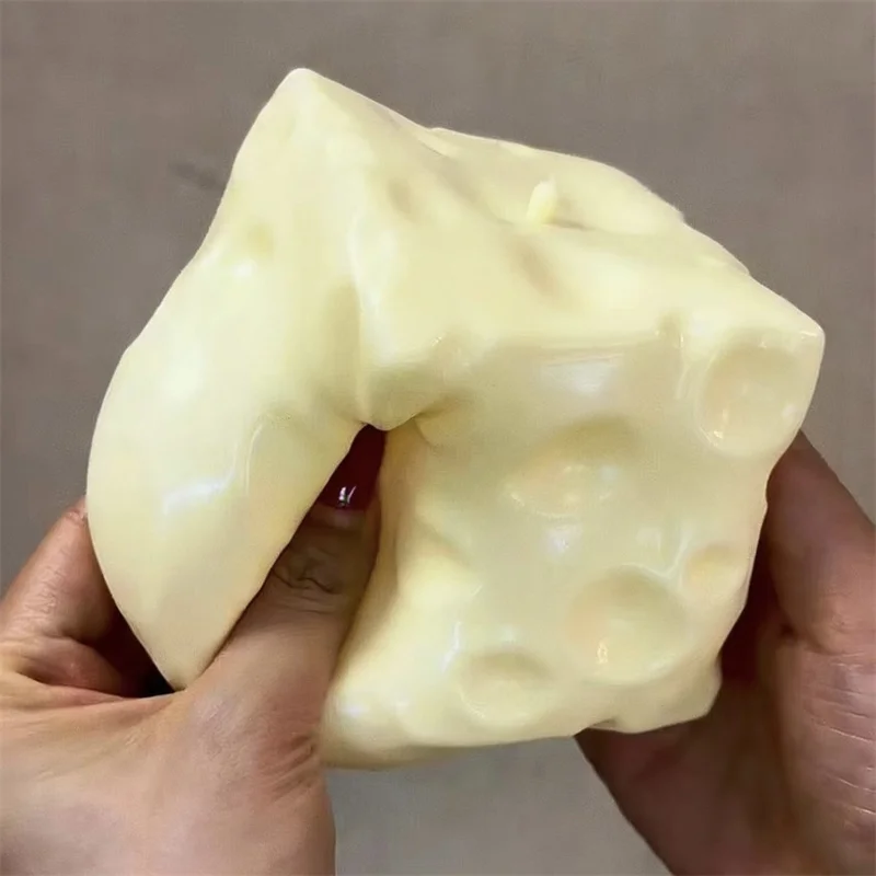 TT Jumbo Käse-Würfel Stressball Großer Formbarer Käse-Squeeze-Ball Nicht-Springender Fidget-Spielzeug ASMR Sensorisches Anti-Stress Festival-Geschenk