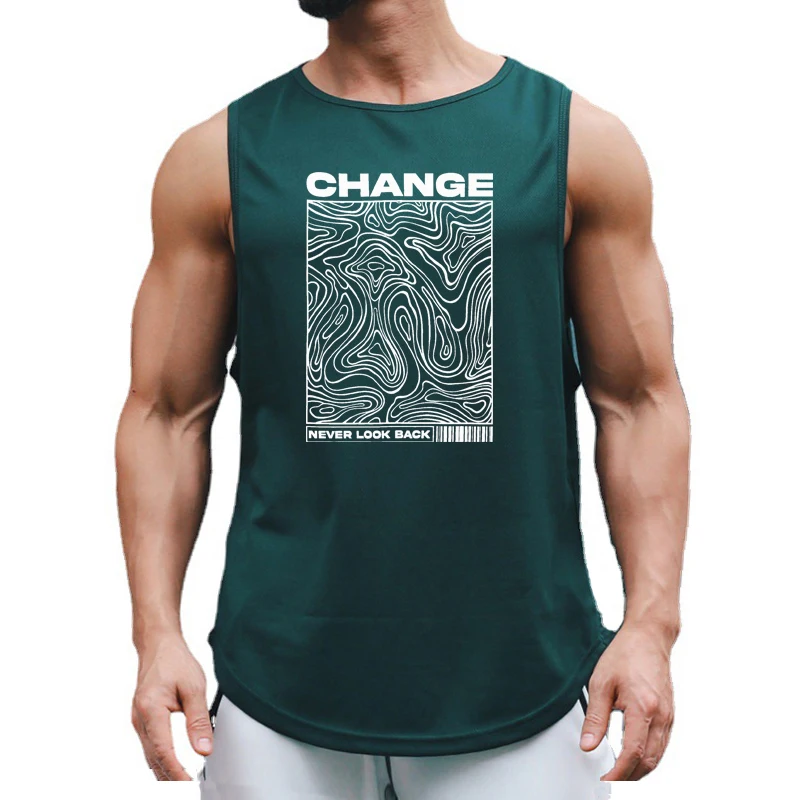 Summer Men Fashion Gym Workout  Pumping iron Tank Tops Fitnes Clothing Quick Dry Loose Bodybuilding Sleeveless Breathable Shirts view 3