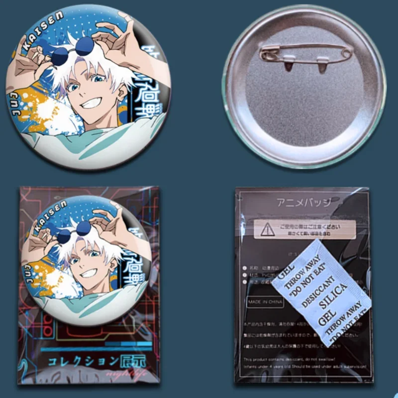 Satoru Gojo Itadori Yuji Kugisaki Nobara Enamel Pin 58mm Anime Reflective Badges on Backpack Lapel Pins Brooches Fans Gifts