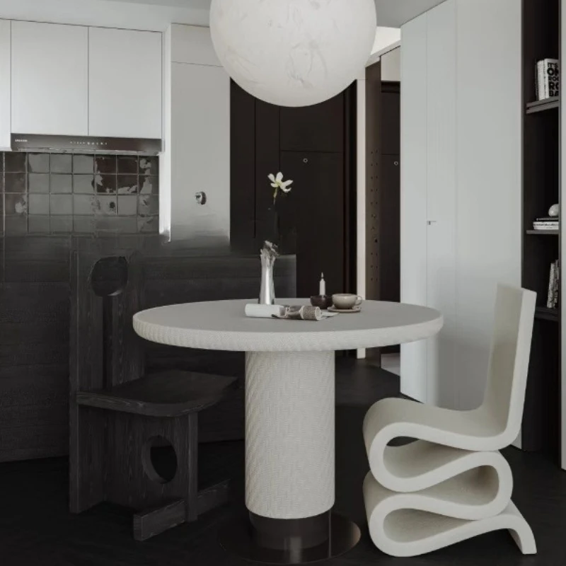 

Nordic modern simple and light luxury, home living room dining room S-shaped dining table and chairs