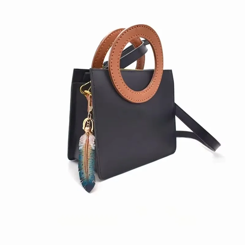 

"Xianmei Feather" Genuine Leather Original Nordic Bag Pendant Hand Account Bookmark Jewelry Pure Cowhide Handmade Car Keychain