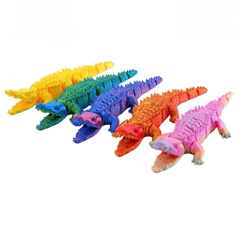 3D Printed Simulation Crocodile Movable Joint Toy Figurine NEW, Office Desktop Ornament Gifts