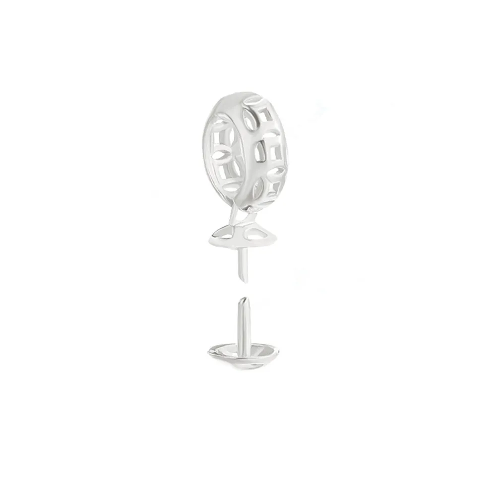 1pc Solid 925 Silver Pendant Bails For 10mm-20mm Half-drilled Round Beads Pendant Blanks with Top Cup Drilled Pin