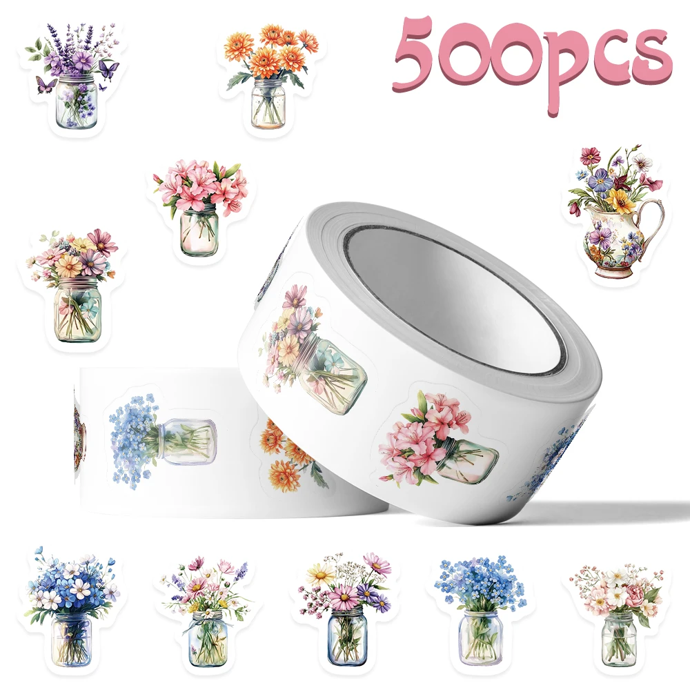 500 stücke Retro Blume Rolle Aufkleber Aufkleber Für Laptop Flasche Sammelalbum Gepäck DIY Graffiti Ästhetische Aufkleber Kreative Geschenke