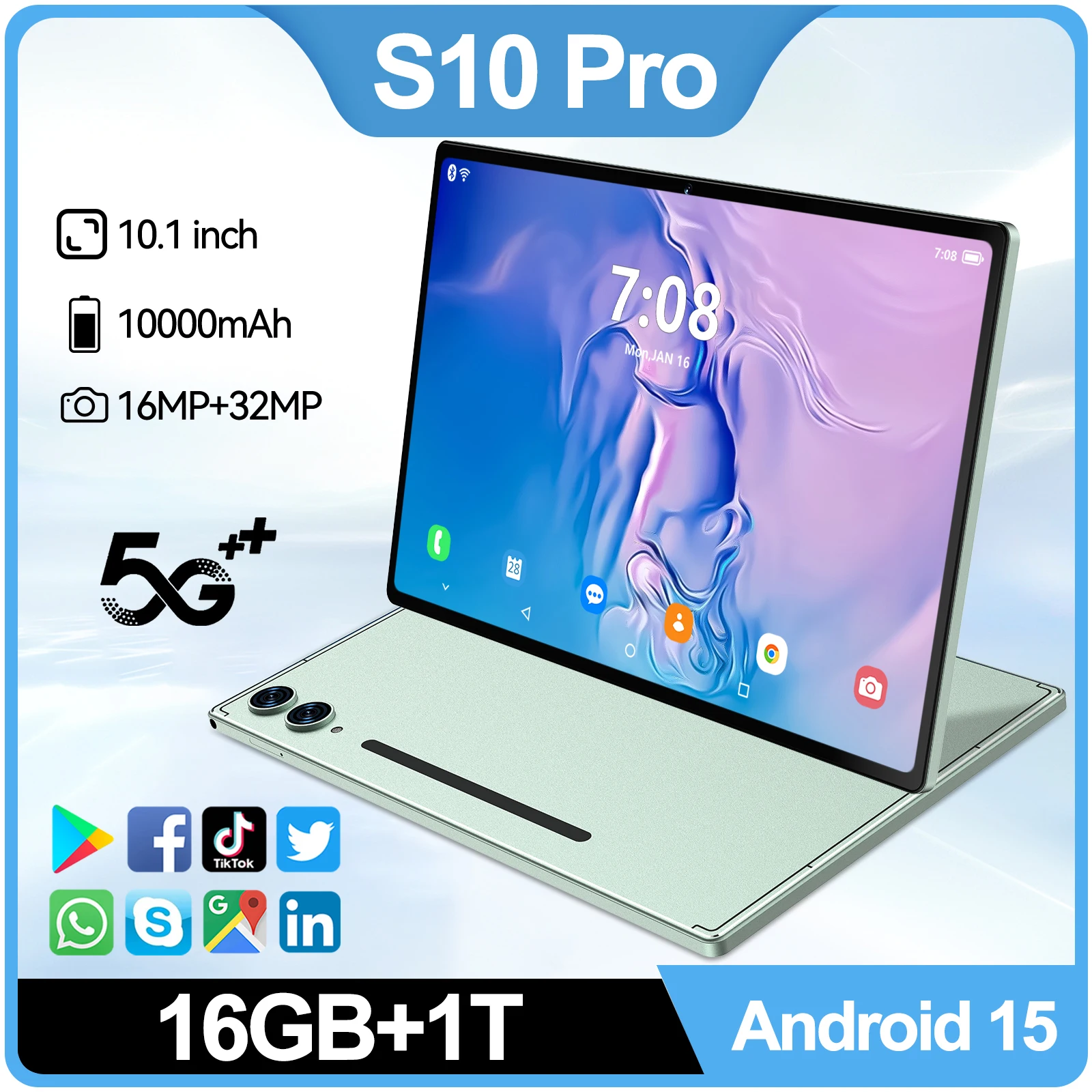 2025 NEW Original Pad S10pro Tablet 10.1inch HD 4K Android 15 16GB+1024GB Snapdragon 8 Gen3 10000mAh 5G Dual SIM Phone Call WiFi