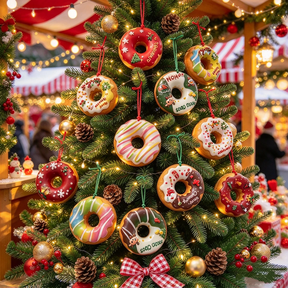 3PCS Simulated Donut Christmas Themed Party Decoration Can Be Hung On Christmas Trees, Holiday Gifts Slow Rebound Bread