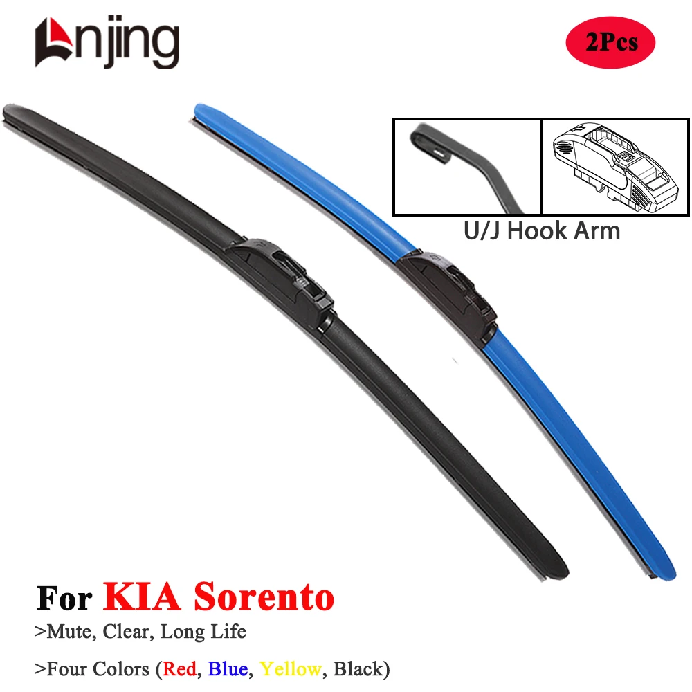 LNJING Colorful Hybrid Wiper Blades For KIA Sorento BL XM MQ4 2002 2006 2010 2015 2017 2020 2022 2023 2024 2025 Car Accessories