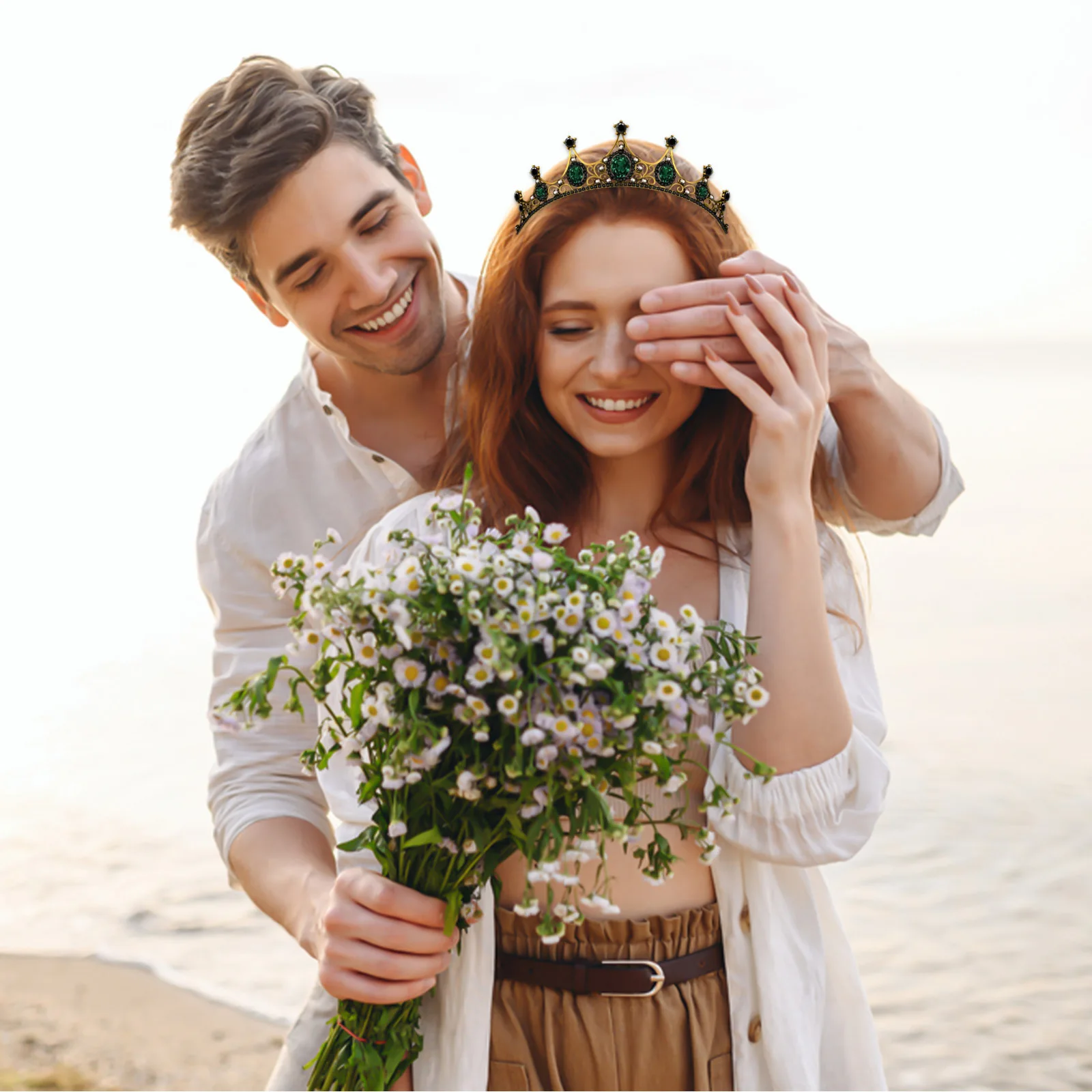 

Baroque Green Crystal Alloy Wedding Tiara Crown Bridal Hair Hoop Elegant Crown for Engagement Women Women Tiara