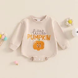 2024-06-03 Lioraitiin Halloween Infant Baby Girl Boy Bodysuit Pumpkin Letter Embroidery Long Sleeve Sweatshirt Jumpsuit Clothes