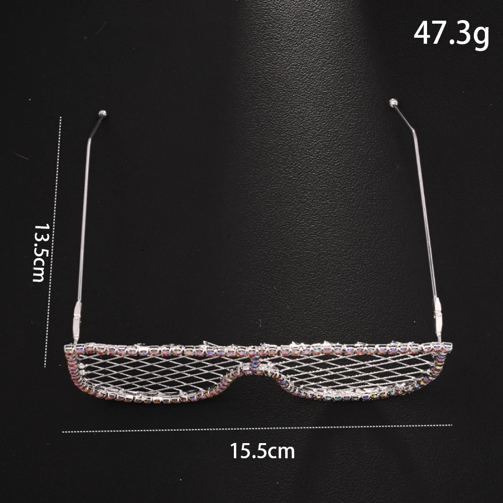 Stonefans Crystal Mesh Glasses Frame No Lens Y2k Statement Accessories Fashion Large Rhinestone Eyeglasses Jewelry Party Gift