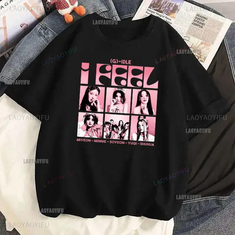 Kpop G I-DLE Women Streetwear Top Harajuku Casual Men's Korean Summer Short Sleeve Girls' Tee Kawaii Style 2024 T-shirt  Y2k Top