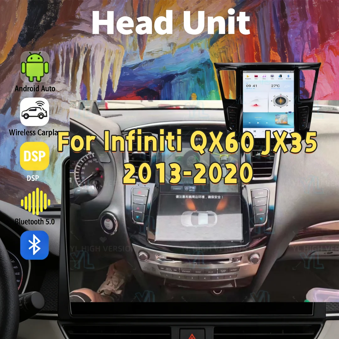 CY Touch Screen Android 14.0 For Infiniti QX60 JX35 2013-2020 Car Radio Automotive Multimedia CarPlay Auto Bluetooth 5.0 GPS DSP