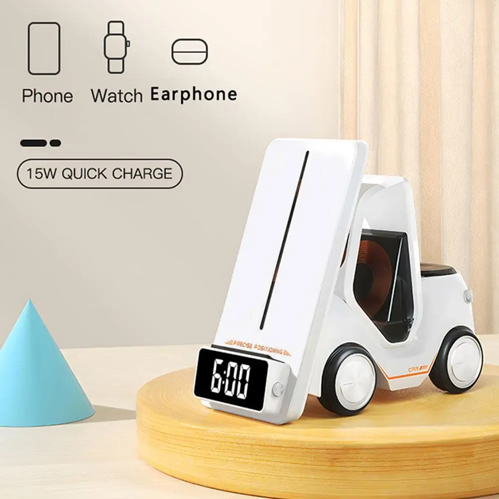 

Forklift Design Universal Wireless Charger Station For Smart Watch Car Design Night Light Charging Station 6 In 1 Charger Holder