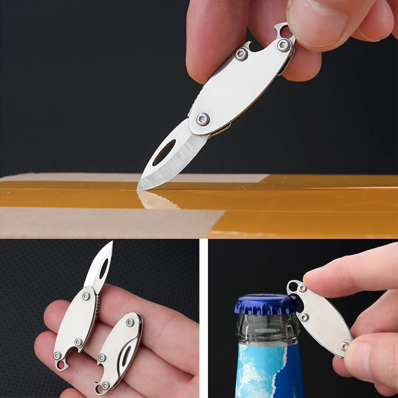 

Outdoor Mini Folding Knife, Bottle Opener, Unboxing Knife, Detachable Quick Keychain, Practical Camping and Hiking Accessories